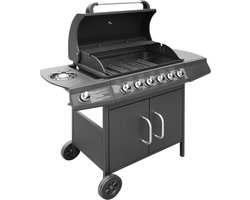vidaXL Gasbarbecue 6+1 kookzone zwart