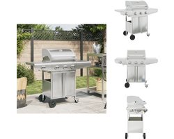 vidaXL Gasbarbecue - Gasbarbecues - Buitenkeuken - Bbq Gas - Gasbarbecue met 4 branders roestvrij staal zilverkleurig