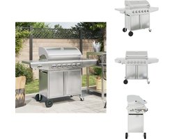 vidaXL Gasbarbecue - Gasbarbecues - Buitenkeuken - Bbq Gas - Gasbarbecue met 7 branders roestvrij staal zilverkleurig