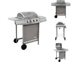vidaXL Gasbarbecue-grill - Gasbarbecue Grills - Buiten Grill - Buiten Grills - Gasbarbecue met 4 branders zilverkleurig