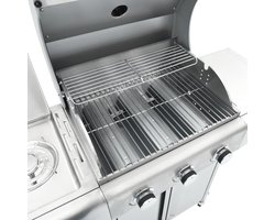 vidaXL Gasbarbecue met 4 branders roestvrij staal zilverkleurig