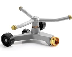 1 stuk metalen roterende gazonsproeier met 3 armen- zware automatische draaikrans en wielbasis voor gazon- tuin- achtertuin- kan aan elkaar worden gekoppeld