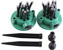 2 Stuks Zwenksproeier - sproeier met meerdere koppen - Geschikt voor buiten, tuin, tuin - Geschikt voor het bewateren van planten en groenten - Verstelbare sproeier - Multifunctioneel gazonbewateringssysteem - Sproeikop voor gazon - Groen, zwart