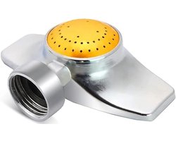 360 graden metalen puntsproeier, tuinsproeier voor kleine oppervlakken, cirkelvormige tuinsproeier, zachte waterstroom tuinbewatering (1, geel)