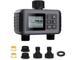 Bewateringscomputer Tuin - 2 Uitgangen - 3 Programma's - Regenvertraging - IP55 Waterdicht - Kinderslot - Automatische Watertimer - Irrigatiesysteem Voor Buiten - SGW07
