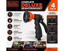 BLACK+DECKER Sproeikop met 3 Tuinslang Koppelingen - 7 Waterstanden - Metaal - Zwart/Oranje