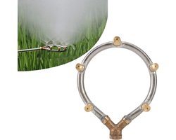 Circulaire Irrigatiesproeier met Verstelbare Mistsproeier en 5 Mondstukken voor Tuinieren - Roestvrij Stalen Ontwerp - Efficiënt voor Watergeven en Koelen in Tuin