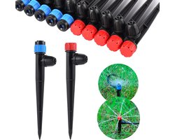 Drip Irrigation Emitter with Adjustable 360 Degree Water Flow Drops for 1/4 Inch Hoses, 25 Pieces Garden Drop Sprayer 25 Pieces Drop Irrigation Emitters (50 Pieces Colourful x 25 Sprayers x 25 Drops)