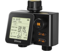 Irrigatiecomputer met 2 uitgangen, regensensor en 6 programma's voor water geven