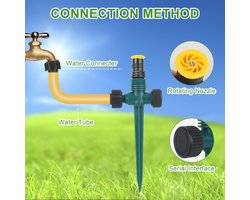 Pack van 4 Grondspuiters met Grondspit - 4 Tandem Tepels - 360° Verstelbare Automatische Tuinsproeier - Tuinsproeier voor Tuin - Grond - Planten Watering