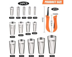 Roestvrijstalen Sproeiers - Set van 14 met Opruimingsgereedschap - Afdichtingsgereedschap - Decoratief Gereedschap