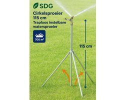 SDG Cirkelsproeier 115 cm – Traploos Instelbare Watersproeier voor Gazons tot 700 m²