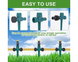 Set van 4 gazonsproeiers met grondpen, 360° instelbaar voor automatische irrigatie - Inclusief 4 tandemnippels - Tuinsproeier voor tuin, gazon en planten