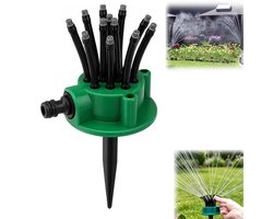 Sproeier - Tuin sproeiers - 360 graden verstelbare tuinsproeier - met 12 flexibele spuitarmen - compatibel met 1/2 en 3/4 slang - Groen - verstelbare beregenaar voor gazon, bloembedden en moestuin