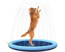 Sproeimat voor honden en kinderen- 59'' dik hondenzwembad met sproeier- buitenspeelmat voor huisdieren- watermat- speelgoed voor honden- katten en kinderen