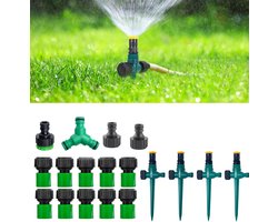 Tuin Sproeier - 16 stuks - 360° Sprinkler - Tuin Sprinkler Rotatie - 10m Bereik - met grondpen - Inclusief Snelkoppeling - automatisch bewateringssysteem - voor tuin, planten, groenten, bloemen