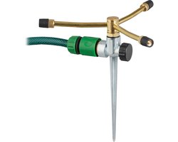 tuinsproeier - 3 armen - met grondpen - 12 m reikwijdte - 3/4" aansluiting - zilver-goud
