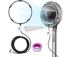 Ventilator Mister Kit - Buitenkoeling Verstuiver - Terras Verfrissen - 8m Slang - Multi Nozzle - Enkel Rond