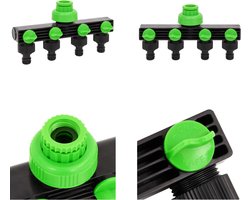 vidaXL Kraanadapter 4-wegs 19,5x6x11 cm ABS & PP groen en zwart - Kraanadapter - Kraanadapters - Kraansplitter - Kraanaansluiting