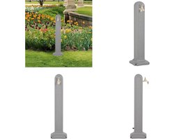 vidaXL - Waterzuil - met - kraan - steen-look - lichtgrijs