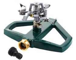 Zware metalen pulserende sprinkler voor tuinen - 360 graden draaiende automatische sprinkler voor gazon met metalen basis, impact sprinkler voor grote oppervlaktebedekking