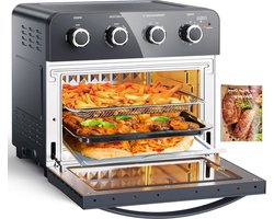 23-liter 6-in-1 multifunctionele mini-oven met convectie en airfryer - 1700 W, olievrij koken, 3 lagen, heteluchtoven met 100 recepten