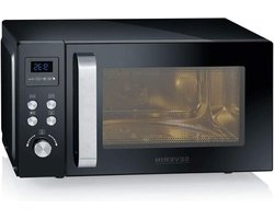 3-in-1 magnetron grill heteluchtfunctie tot 200 °C minioven voorverwarmingsfunctie antiaanbaklaag pizzabord zwart MW 7752zwart