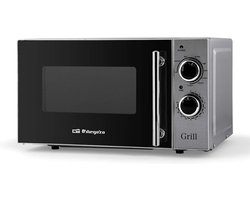 Magnetron met Grill - Oven Apparaat - Snel Eten Bereiden - Roestvrijstalen Details - 20 Liter Inhoud - Grijs