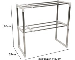 Magnetronrek Staand met 2 Verdiepingen en Haken - RVS Werkbladplank