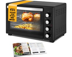 MMP® Heteluchtoven - Oven - Airfryer Oven - 45 Liter - 2000 Watt - Zwart - 56cm x 41cm x 35cm