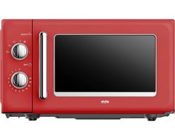Retro Magnetron – Compacte Magnetron – Vintage Magnetron – Keuken Magnetron – Elektrische Magnetron – 20 Liter Inhoud – 700 Watt Vermogen – 6 Stands – Timer Met Eindsignaal – Rood Met Verchroomde Knoppen