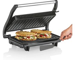 ApexArte® Contactgrill - Tosti Apparaat - Tosti-ijzers - Panini Grill - Zwart met Zilver