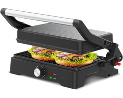 Aura® Contactgrill met uitneembare platen - Contactgrill - Multi grill - Zwart - ‎28cm x 34cm x 12cm