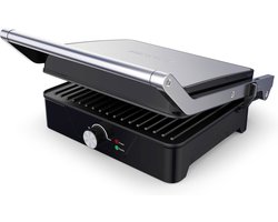 BROCK Grote Contactgrill – Tafelgrill & Tosti Apparaat – Grillplaat 30 x 24 cm – Instelbare Temperatuur – PFAS Vrij – 1500W – Zwart