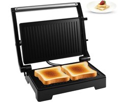 Contactgrill 1000 W met 180° opening, Panini-grill en Sandwichmaker, 23 x 15 cm anti-aanbaklaag, Gemakkelijk schoon te maken