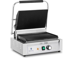 Contactgrill- 2.200 W - geribbeld - Royal Catering