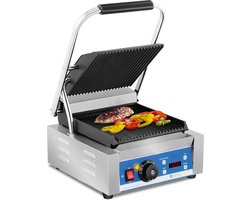 Contactgrill - geribbeld- timer - 1.800 w - Royal Catering