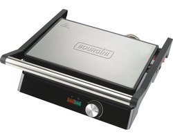 Bourgini Contact Grill Classic - Paninigrill en Tosti ijzer - Anti-aanbaklaag - Zwevend deksel - Grillapparaat - Contactgrill - RVS - BPA vrij
