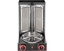 Dönergrill met 2 branders - 3000 W, roestvrij staal, voor BBQ en gyro vlees