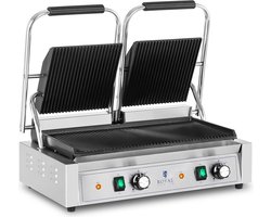 Dubbele contactgrill - 3.600 W - geribbeld - Royal Catering