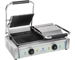 Dubbele contactgrill - geribbeld - 2 x 1.800 W - Royal Catering
