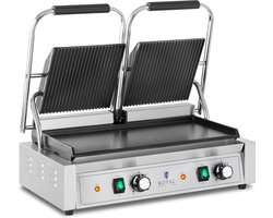 Dubbele contactgrill - Ribbed + Flat - 3,600 W - Royal Catering