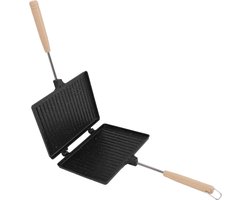 Dubbelzijdige Sandwichbroodrooster Met Houten Handvat - Ontbijt Sandwichgrill - Anti-aanbaklaag - Invert-pan - Thuiskeuken