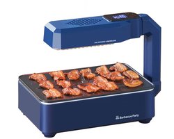 Elektrische Rookloze BBQ - Instelbare Temperatuur - Met LED-display - Antiaanbaklaag - Geschikt voor 2-4 Personen (Blauw)