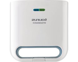 Elektrische Sandwichtoaster 800 W 2 Vierkante Platen - 2 Sandwiches Tegelijk - Perfecte Afdichting - Antiaanbaklaag - Wit