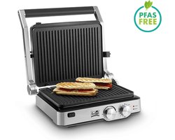 FRITEL Grill/Panini/BBQ GR 2285 - Tosti plaat & BBQ in 1 - 29x23 cm - 2000W - Uitneembare platen - PFAS-vrij - 180° Openklapbaar