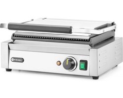 HENDI Contactgrill – Panini – Boven geribd, onder glad – 230V/2200W – 340x230 mm