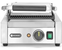 HENDI Enkel contactgrill – geribd boven en onder – 230V/1800W – 310x426x510 mm