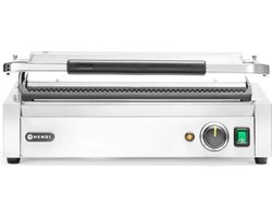 HENDI Panini contactgrill XL – gietijzeren grillplaten – instelbare temperatuur – 548x464 mm