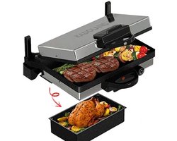 Kadoland - 3-in-1 Multigrill 180° + Braadpan - Lahmacun - Bazlama - Vlees & Groenten - Contactgrill